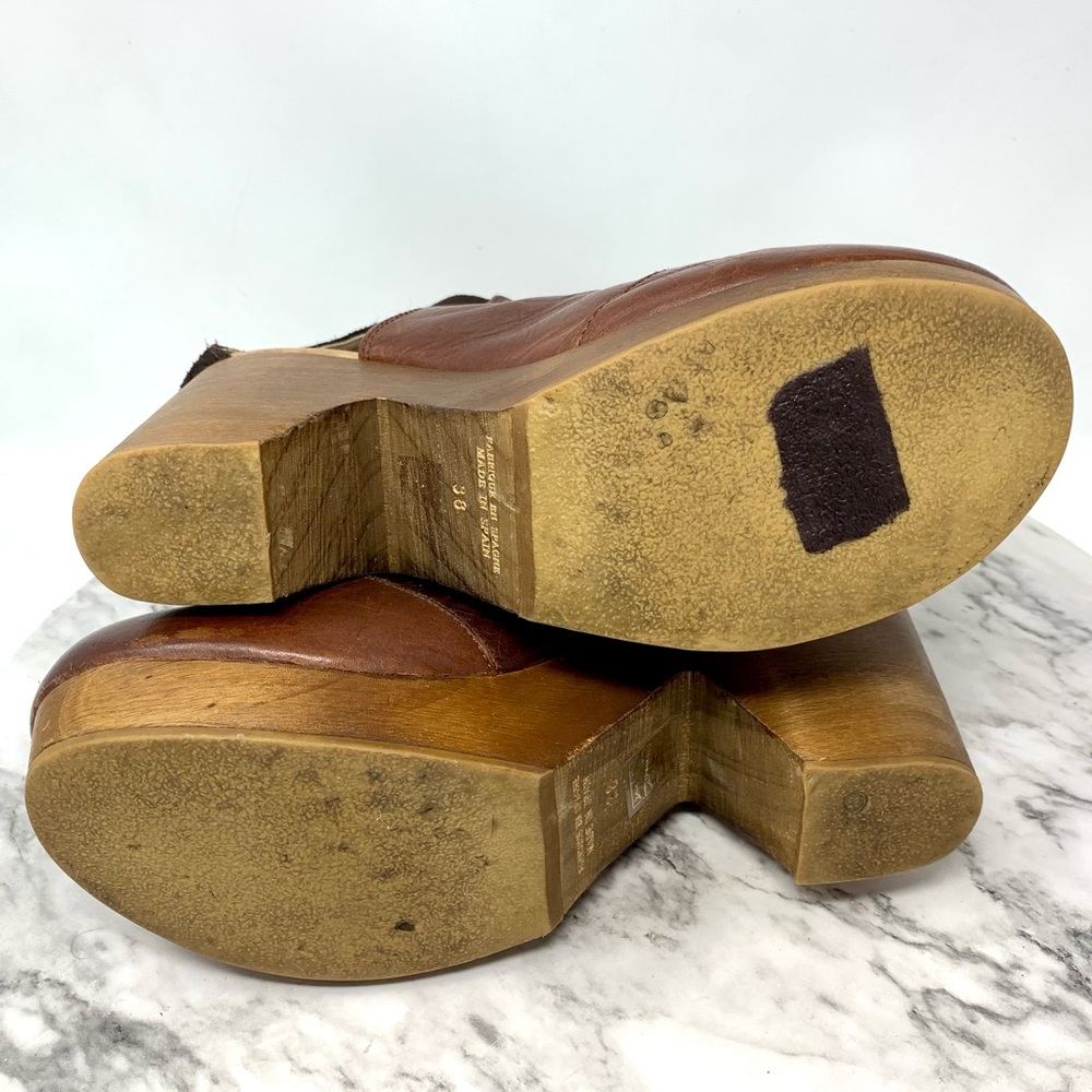 Free People Amber Orchard Wood Platform Clogs 8/38 Boho Retro Indie Sleeze Euro - Picture 8 of 16